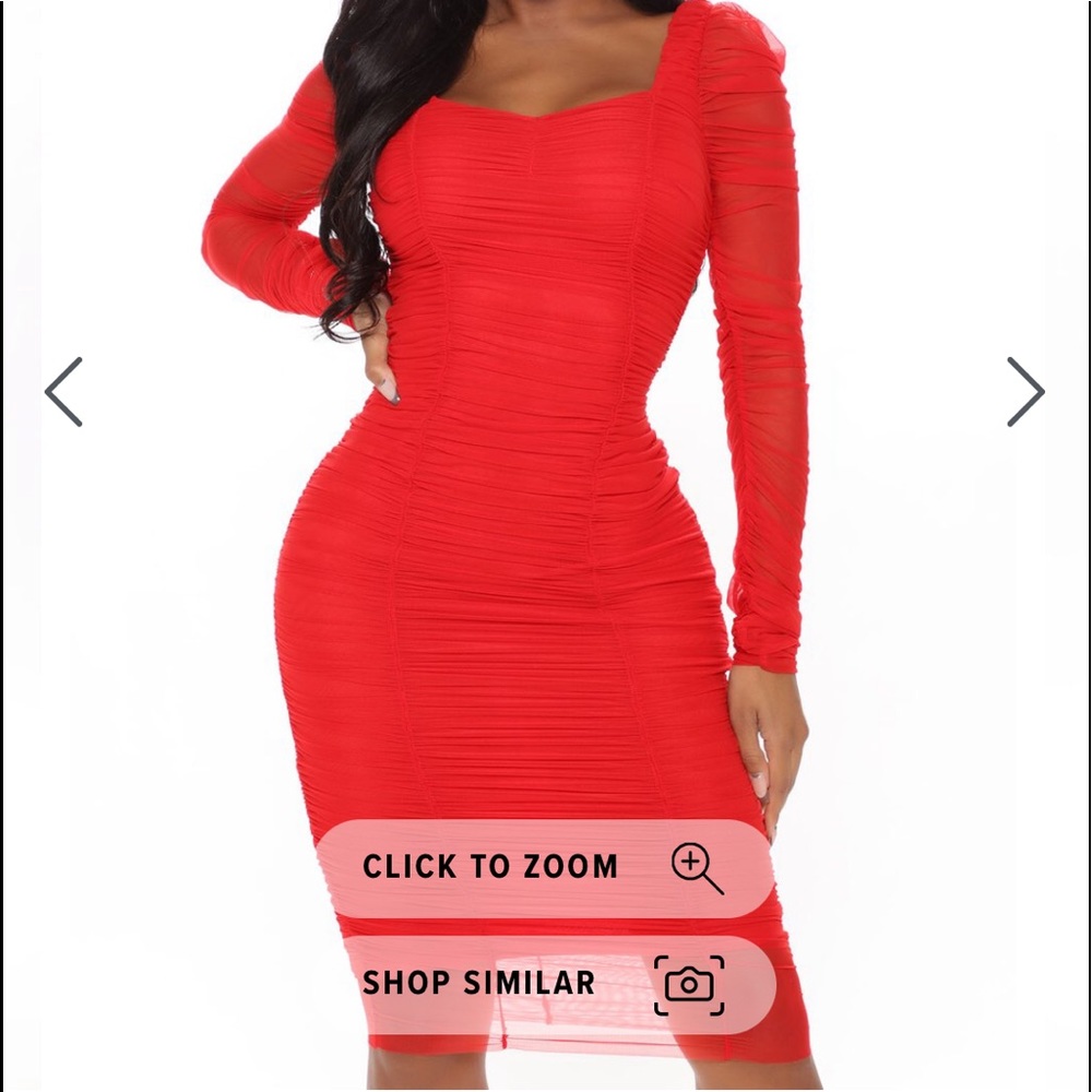 Red Fashion Nova “did you mesh me” dress